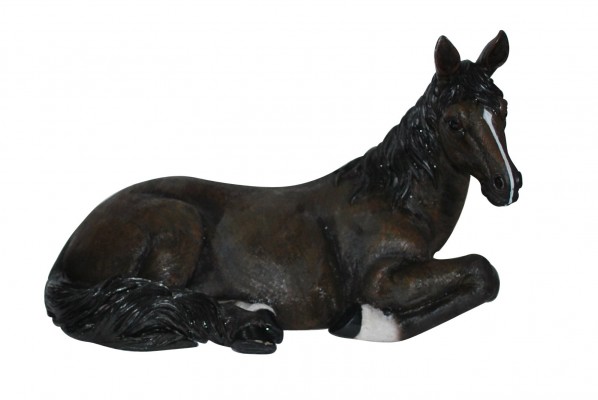 Iemand verrassen? Levensechte beelden Dierenbeelden levensecht Paard liggend Stone Lite 26x16  (MI3069)
