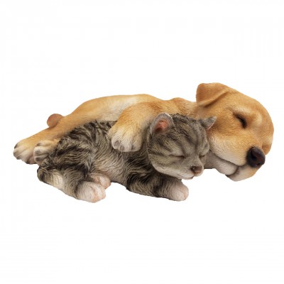 Groenten Levensechte beelden Dierenbeelden levensecht Slapende labradorpup en kitten  (ES37000438)