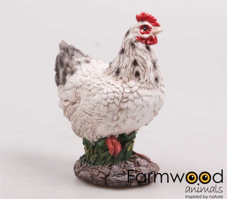 Levensechte beelden Dierenbeelden levensecht Kip staand wit 21x12x27  (MI3054wit)
