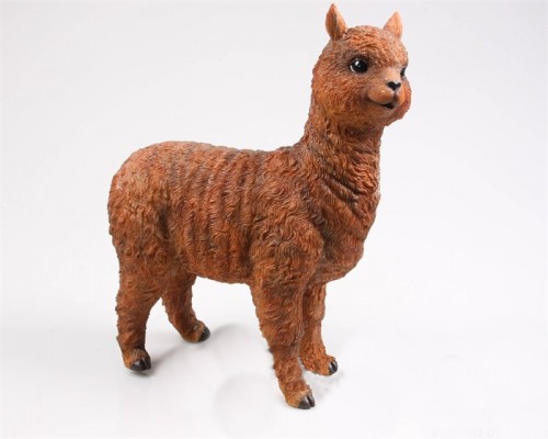 Levensechte beelden Dierenbeelden levensecht Bruine Alpaca 24x12x31  (Alpaca bruin 3698B)