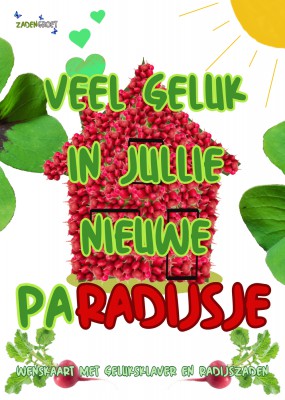 Plantkadootjes Paradijsje kaart met geluksklaver en radijszaden Paradijsje kaart met geluksklaver en radijszaden  (htk118)