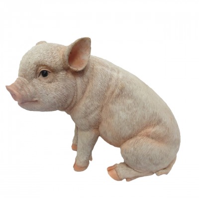 Levensechte beelden Dierenbeelden levensecht Levensechte zittende big roze  (37000250 roze)