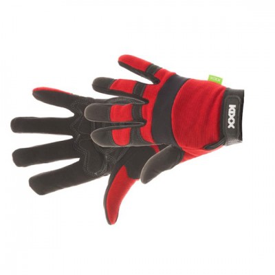 Tuingereedschappen Tuinhandschoenen Heren tuinhandschoenen Heren tuinhandschoenen Large katoen met PVC Kixx Handschoen Crude mt 10 rood-zwart  (900221)