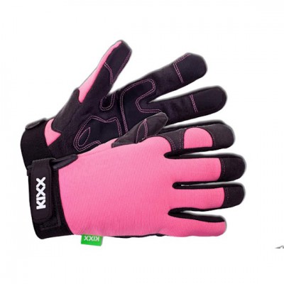 Tuingereedschappen Tuinhandschoenen Heren tuinhandschoenen Heren tuinhandschoenen Large katoen met PVC Kixx Handschoen Rocky maat 8 roze-zwart  (900251)