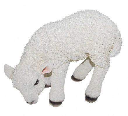 Levensechte beelden Dierenbeelden levensecht Lammetje staand Stone Lite 31x20  (MI3050)