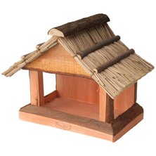 Dieren in de tuin Vogels voeren Muurvoedertafel met rieten dak (FB89) Dieren in de tuin Vogels voeren Muurvoedertafel met rieten dak (FB89)